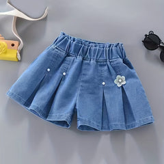 Girls' Denim Elastic Waist Shorts