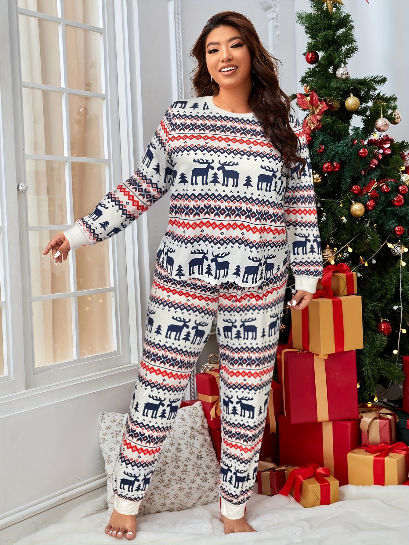 Elk & Geo Print Loungewear Set