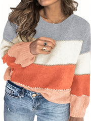 Colorblock Sweater Round Neck Jumper