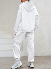 Casual Hoodie & Pants Set w/ Kangaroo Pocket, Drawstring - Women