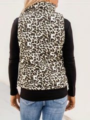 Leopard Print Zip Up Vest Women's Clothing