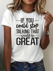 Letter Graphic Tee Round Neck Casual Sports TShirt Women's Summer Tops