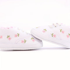 Baby Girls Embroidered Flower Sneakers Lightweight Non Slip Shoes