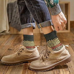 5 Pairs Men's Wool Socks Vintage Warm Winter Socks Thick Cozy Socks Knit