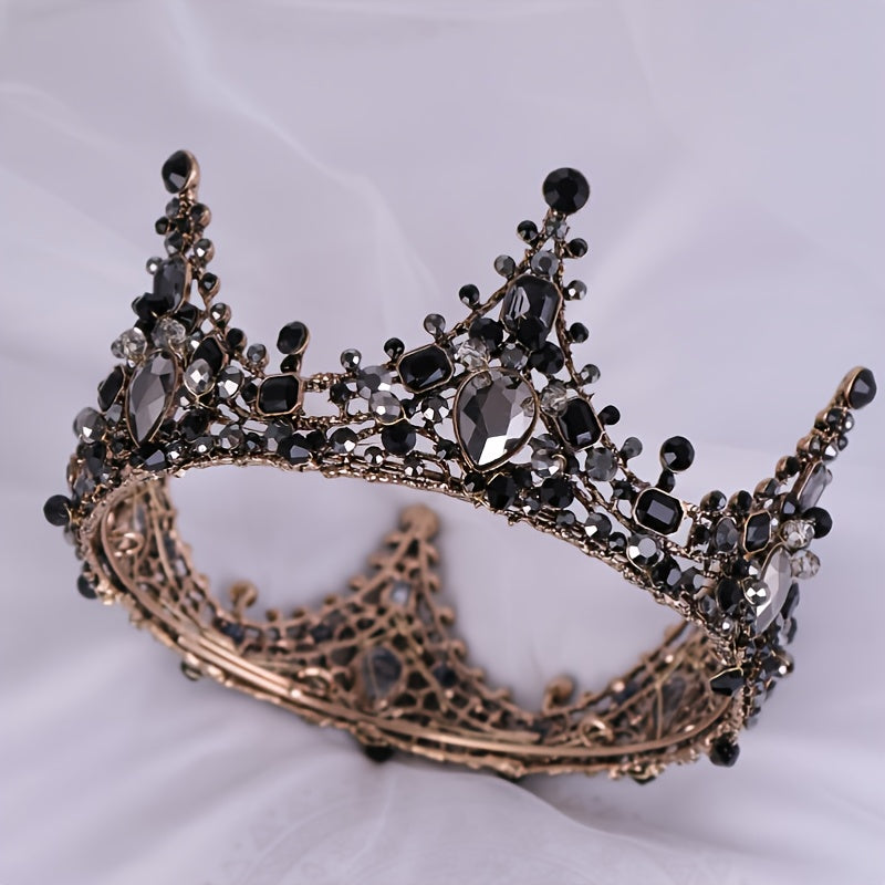 Baroque Crown Bridal Crystal Tiara Crown Gothic Wedding Headpiece Vintage Queen