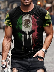 Helmet Pattern Print Men's Short Sleeve T-shirt Graphic Tee