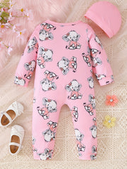 Infant Baby Girl Cartoon Print Romper Long Sleeve Bodysuit