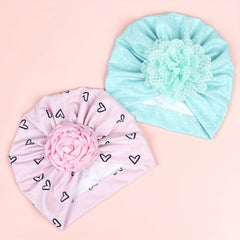 Baby Beanie Turban Hat With Flower For Four Seasons