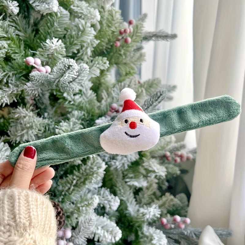 2 Pcs Christmas Snap Bracelet with Charm Plush Tree Glove Socks Wristband