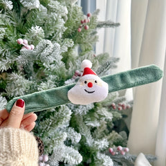 2 Pcs Christmas Snap Bracelet with Charm Plush Tree Glove Socks Wristband