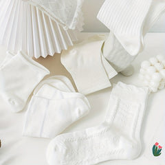 6 Pairs Ruffle Mid Tube Socks Women's Stockings & Hosiery