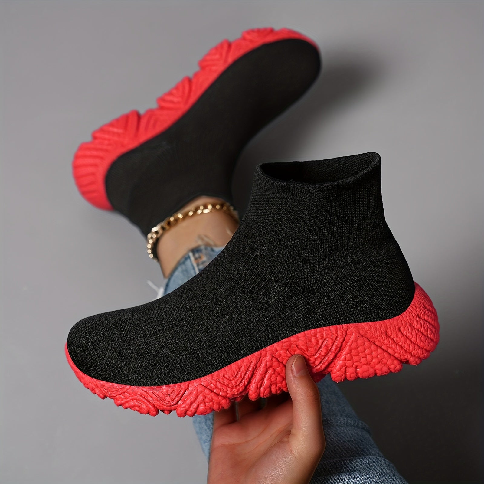 High Top Flying Woven Shoes Mesh Breathable Running Shoes