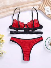 Floral Lace Lingerie Set Push Up Bra & Panties