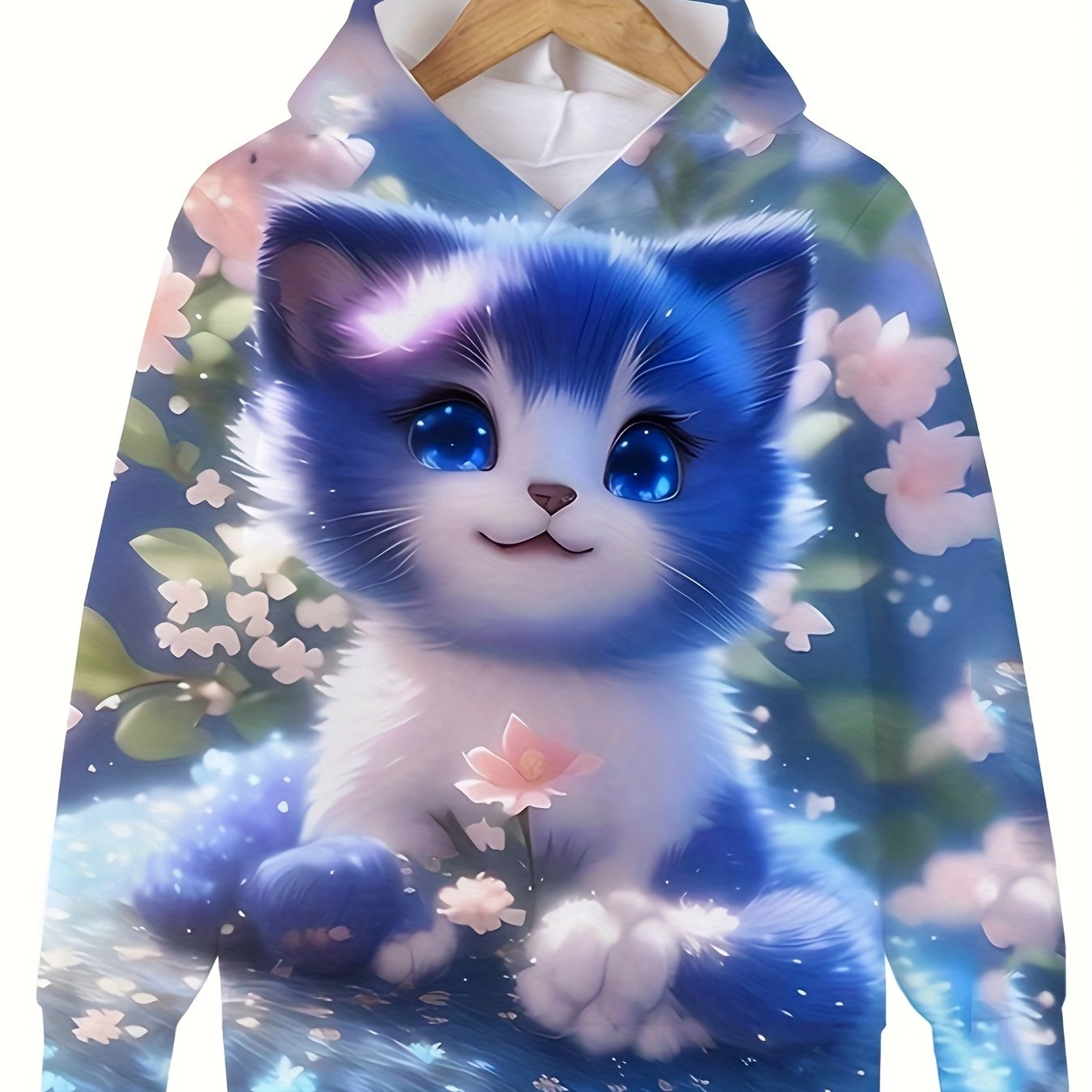 Chubby Kitty Long Sleeve Hoodie for Girls