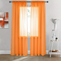2 Panels Sheer Curtains Rod Pocket Curtain Bedroom Office Living Room Decor