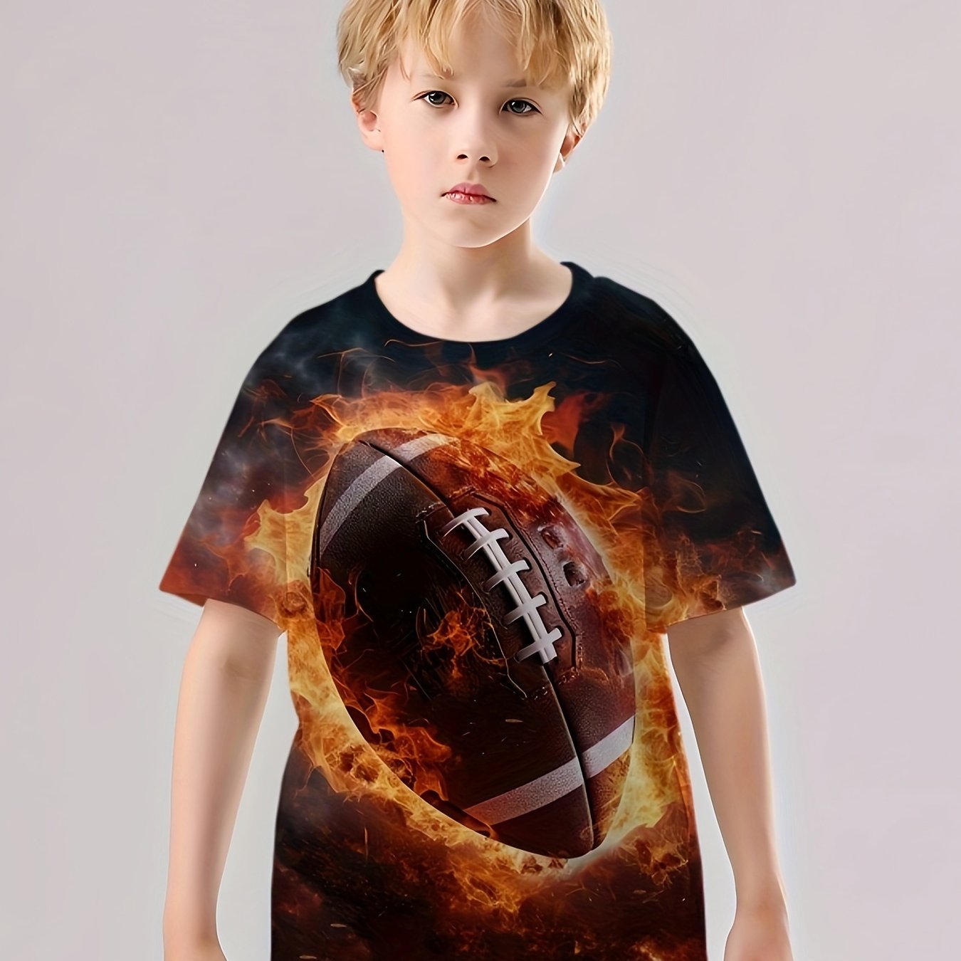 Flame Rugby 3D Print T Shirt Tees For Kids Boys Casual Short Sleeve T Shirt