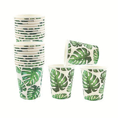Tropical Palm Leaf Party Supplies 10pcs Plates Cups Napkins Hawaiian Luau