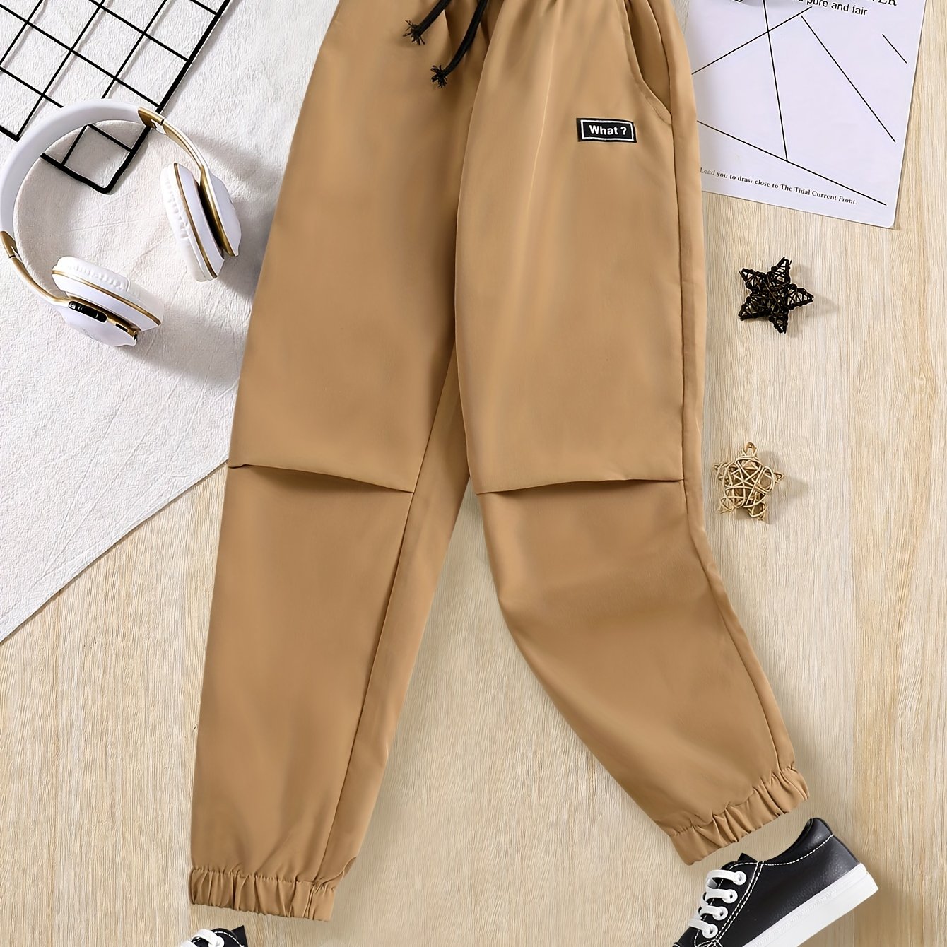 Boys Casual Letter Cargo Pants Elastic Waist Jogger Pants Kids Clothing