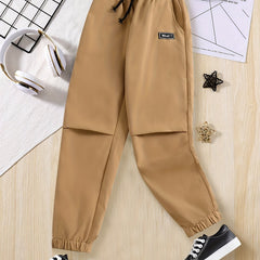 Boys Casual Letter Cargo Pants Elastic Waist Jogger Pants Kids Clothing
