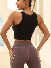 Women's Sleeveless Sport Tank Top With Built-In Bra Yoga Crop Top