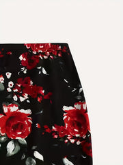 Floral Print High Waist Midi Slim Skirt for Women