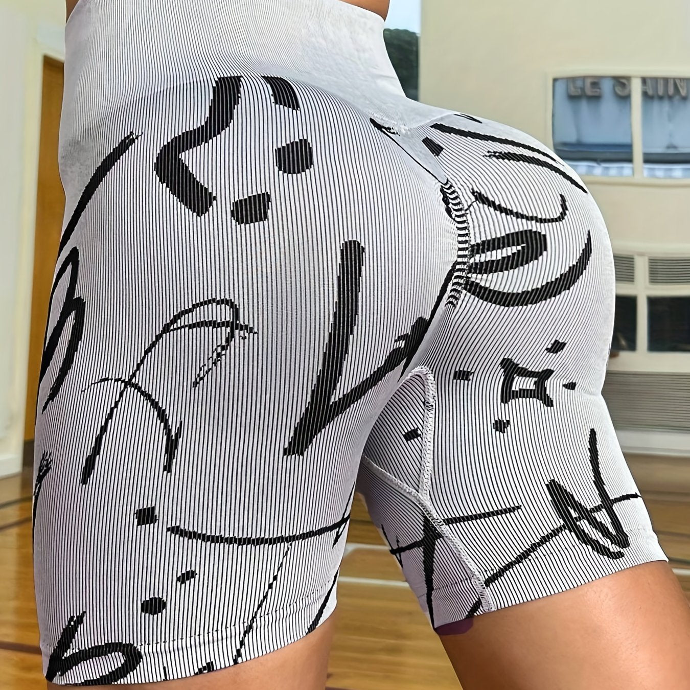 Printed High Waistband Sports Shorts Women's Activewear
