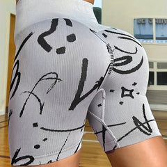 Printed High Waistband Sports Shorts Women's Activewear