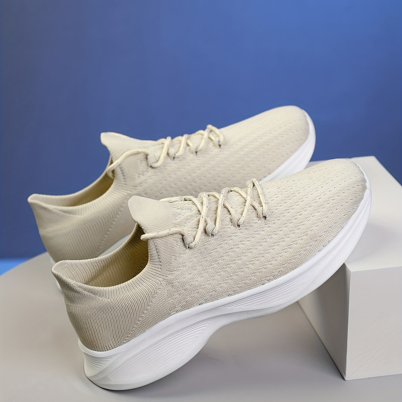 Men's Lace Up Knit Sneakers Breathable Casual Shoes