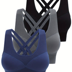 3 Pack Plus Size Seamless Sports Bra Criss Cross Set