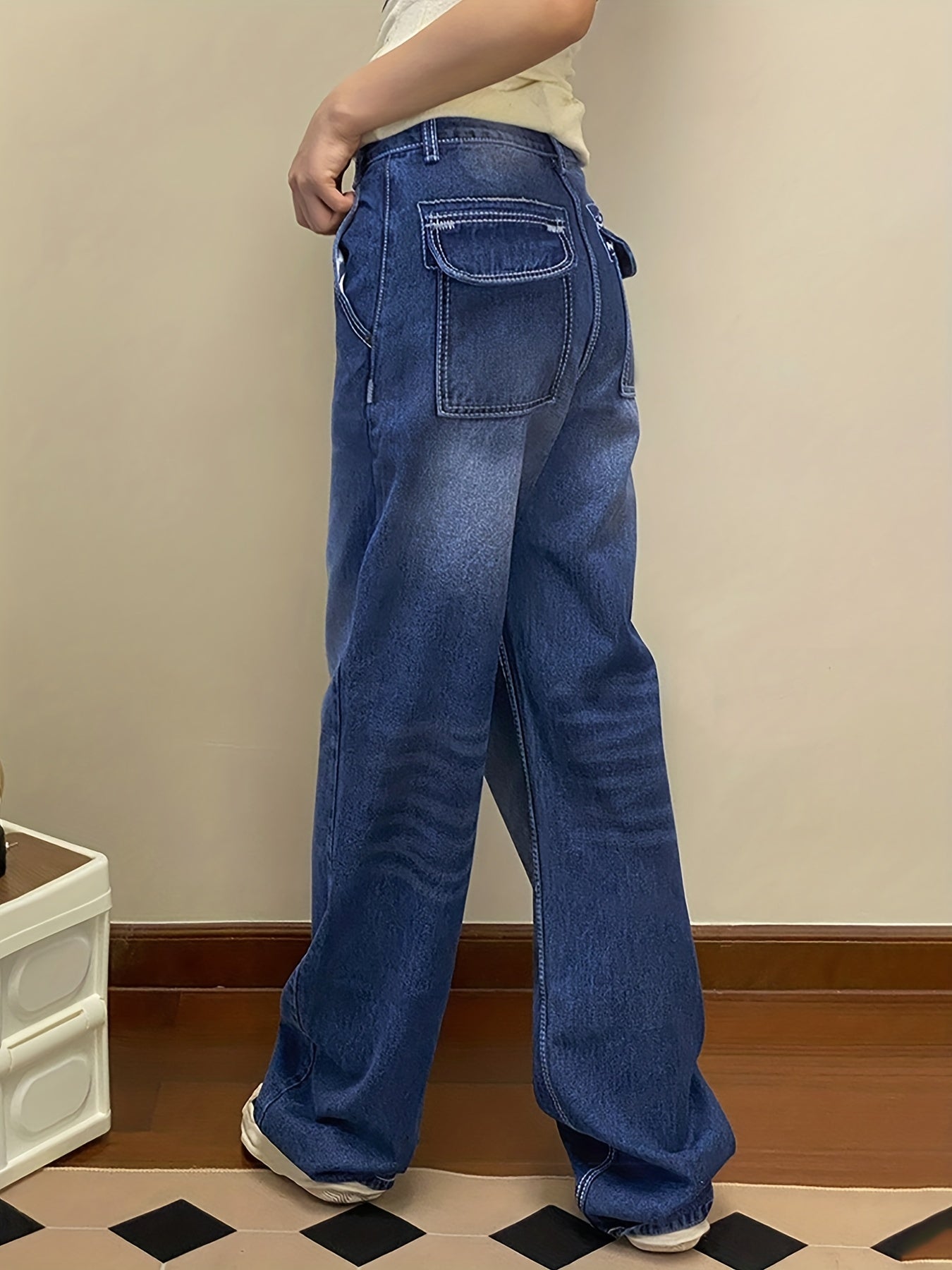 High Waist Wide Leg Vintage 90s Jeans Women Loose Wash Denim Trousers