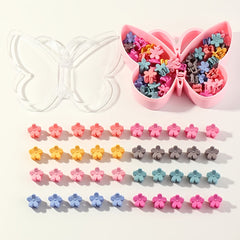 Candy Colored Flower Hairpin Mini Hair Clips Set