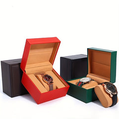 Right Angle Bezel Watch Box With Flip Cover PU Leather Watch Packaging Box