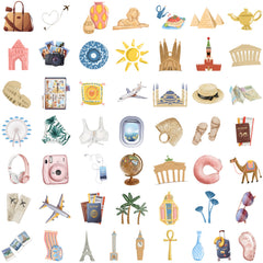 50pcs Vacation Trip Stickers for Water Bottle Bike Skateboard Luggage