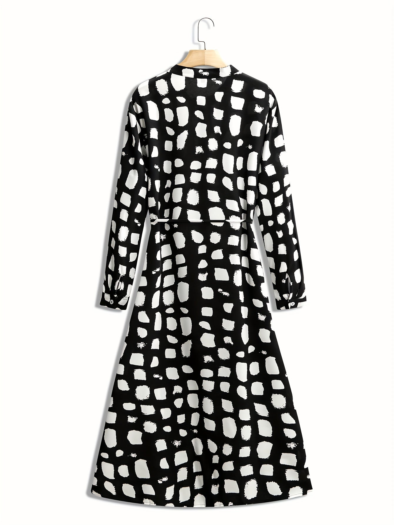 Boho Dress Women's Plus Dot Print Long Sleeve Button Up Maxi Shirt Dre