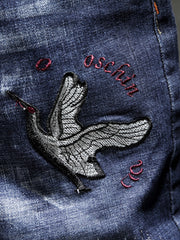 Men's Slim Fit Royal Jeans with Embroidered Print