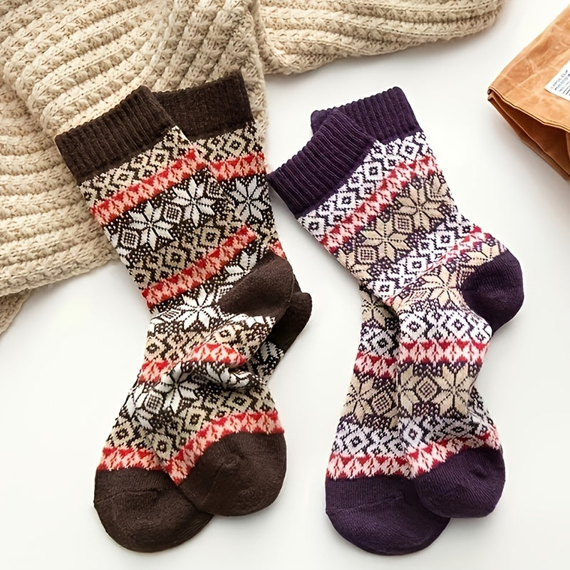 5 Pairs Geometric Pattern Mid Tube Socks for Women