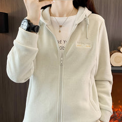 Hooded Jacket Plush Lined Sports Coat Women's Activewear