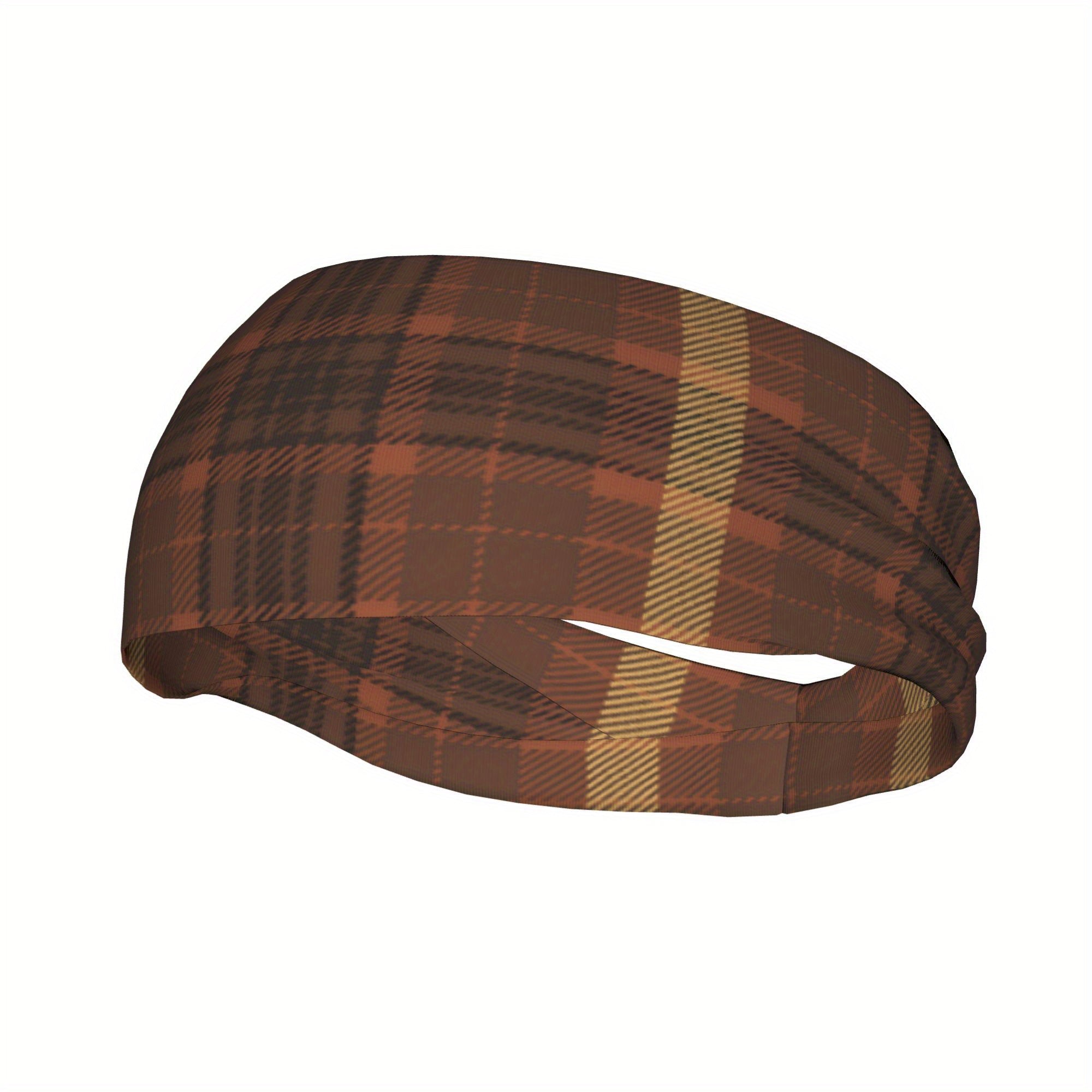 Men's Vintage Plaid Headband Soft Grip for Gym Running Casual Non Slip Hairband