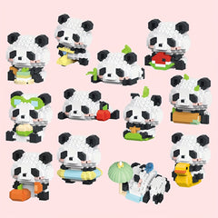 Cartoon Panda Building Blocks Toys DIY Mini Animals Assembly Models Toys