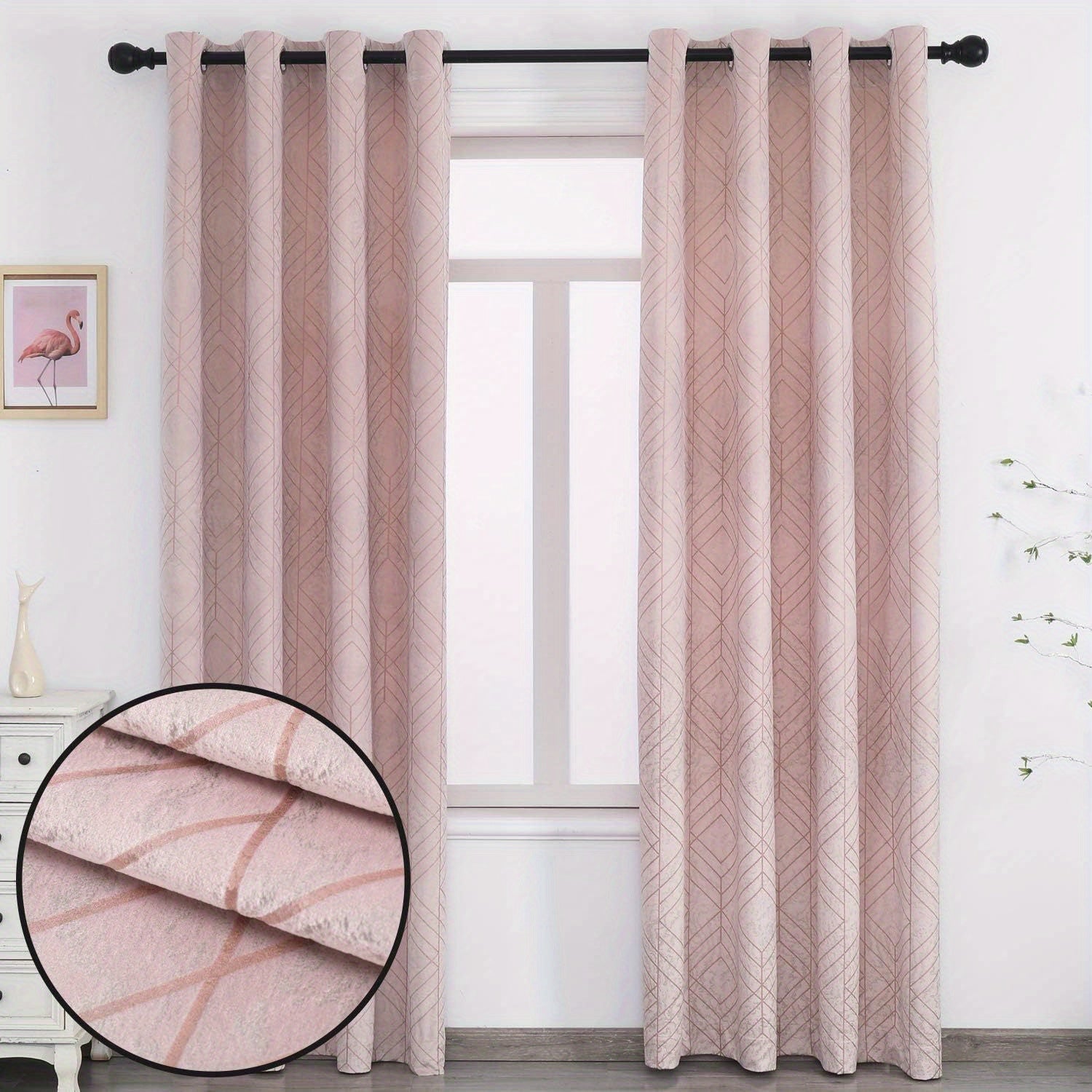Velvet Curtains Grommet Top Thermal Insulated Soft Privacy Blackout Curtains