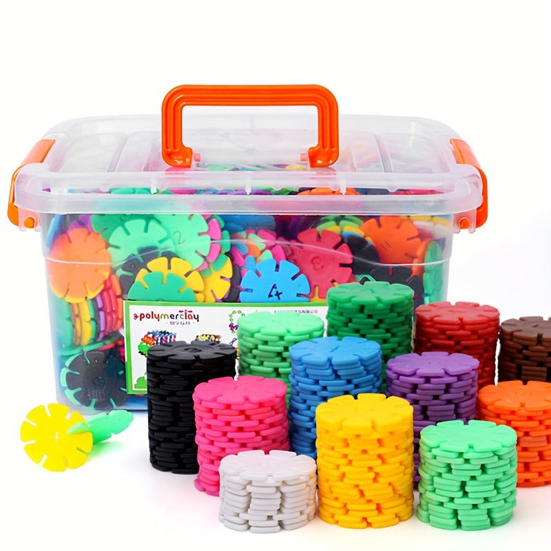 Colorful Plastic Building Blocks Set with Digital Letters Snowflakes
