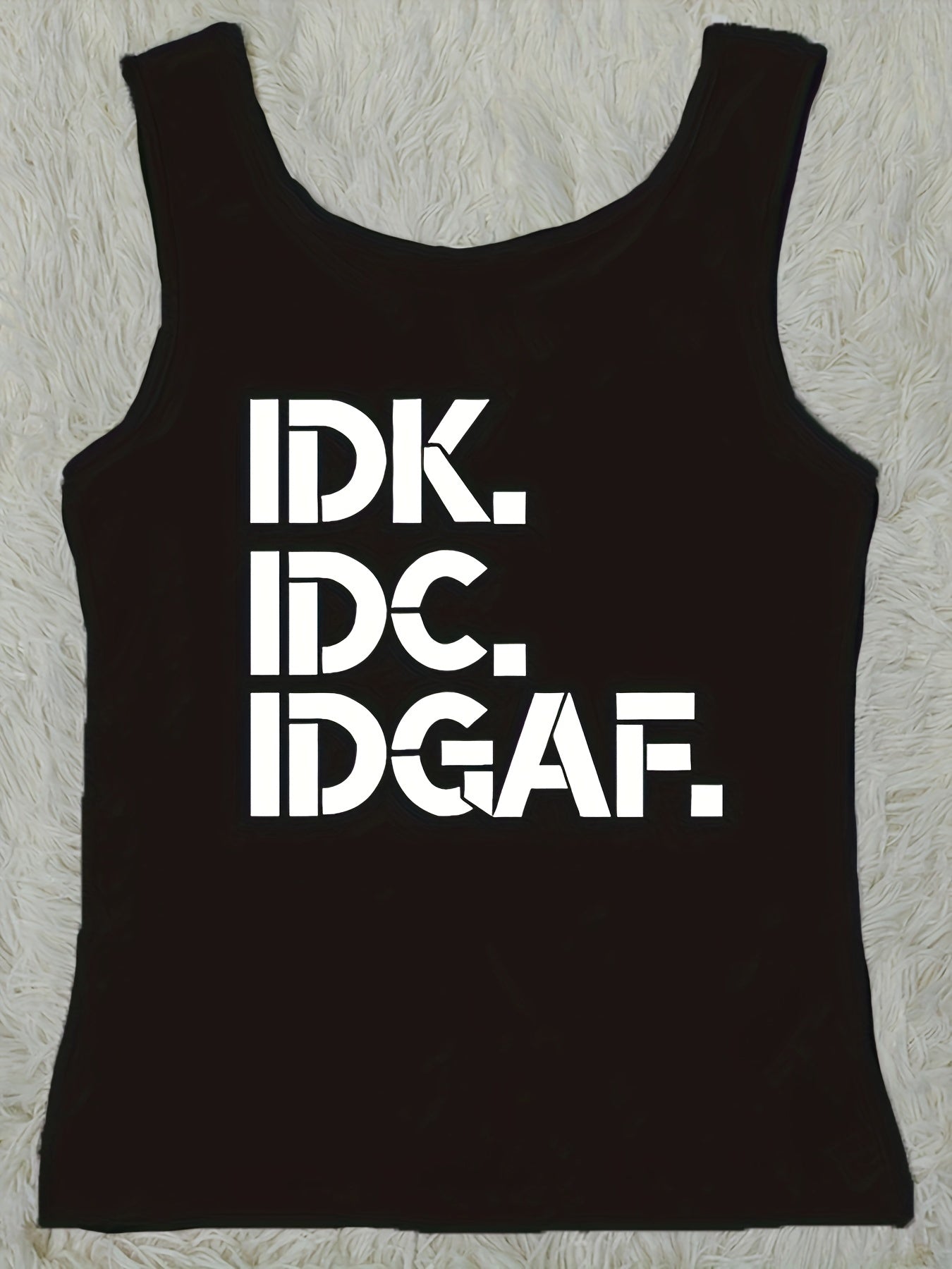 Letter Print Tank Top Casual Crew Neck Sleeveless Versatile Tank Top