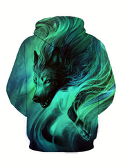 Wolf 3D Print Hoodie Men's Pullover Hooded Sweatshirt