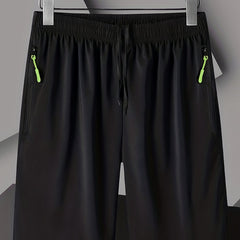Men's Elastic Waist Drawstring Shorts Zipper Pockets Gym Workout Training
