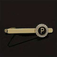 Men's Tie Clip Rhinestone Initial Letter Tie Clips Wedding Business