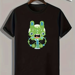 Cartoon Print Men's Graphic T-shirt for Summer