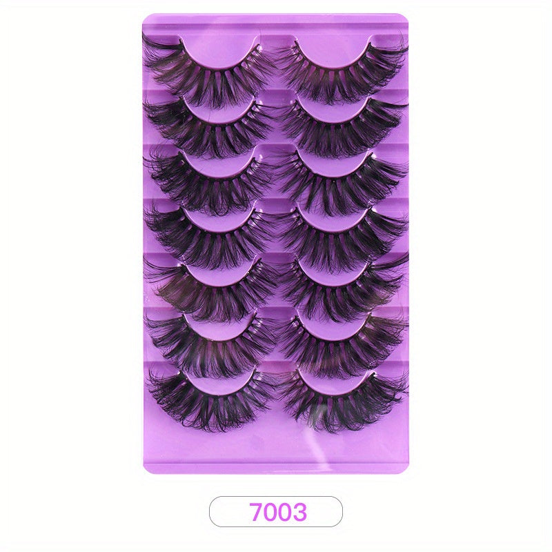 Faux Mink False Eyelashes Thick Curling Extension Makeup 7 Pairs