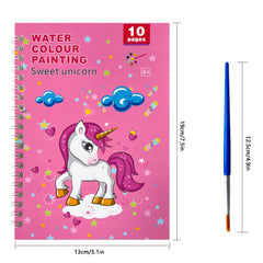 Kids Watercolor Coloring Book Set with Paints and Pens