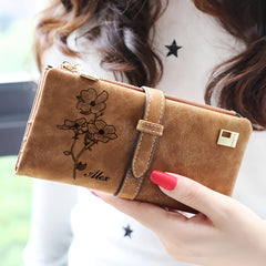Floral Wallet for Women Trifold Clutch with RFID Blocking Long Zipper Checkbook