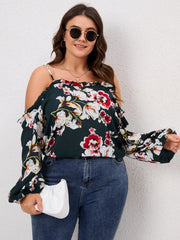 Floral Cold Shoulder Blouse Spring Fall Shirt